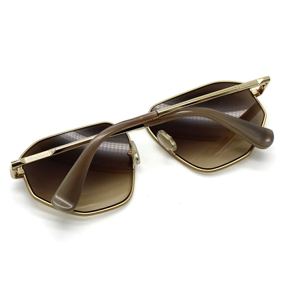 マックスマーラ Max Mara サングラス ノーズパッド UVカット アイウェア スクエア 多角形 ジオメトリック MM0143/S 32F 59 メンズ レディース ユニセックス ゴールド+ブラウングラデーション 海外正規品