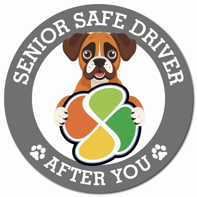 カーサイン 高齢者マーク SENIOR SAFE DRIVER ボクサー マグネット 強力 直径13cm 肉球 日本製 車 ステッカー