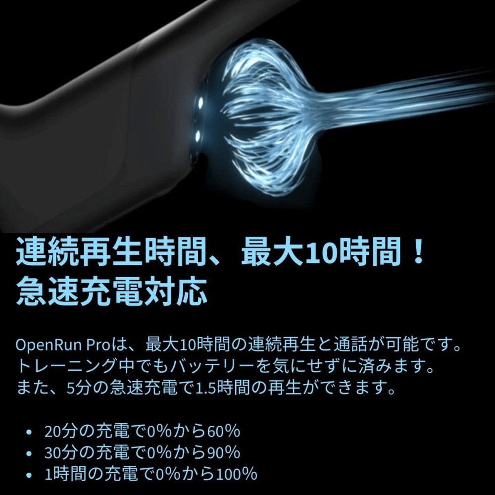 Shokz (ショックス) OpenRun Pro Black 完全ワイヤレス骨伝導イヤフォン ブラック SKZ-EP-000007 軽量 深みのある低音を体験 実用的 プレゼント