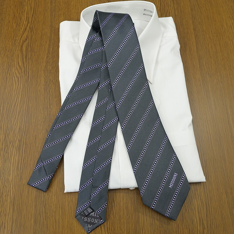 ネクタイ ブランド ミッソーニ ネクタイ (8cm幅) MIS3 【MISSONI】グレー/パープル 【ブランドネクタイ・ネクタイブランド・ブランドギフト・バースデー】【20代・30代・40代・50代・おしゃれ】