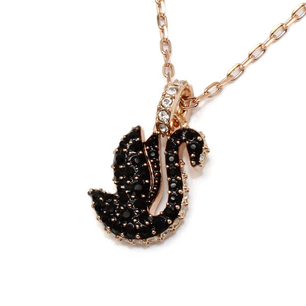 SWAROVSKI スワロフスキー ネックレス 5678046 Swan アクセサリー ブラック ローズゴールド