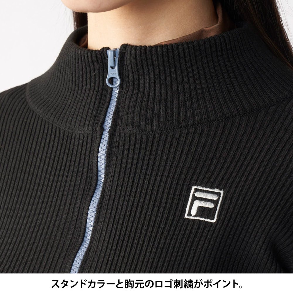 FILA GOLF フィラゴルフ ゴルフウェア フルジップ リブセーター レディース ショート丈 あったか 防寒 シンプル トップス スポーツブランド 大人 ギフト プレゼント 20代 30代 40代 50代 秋冬 M L LL 2026FW karlas