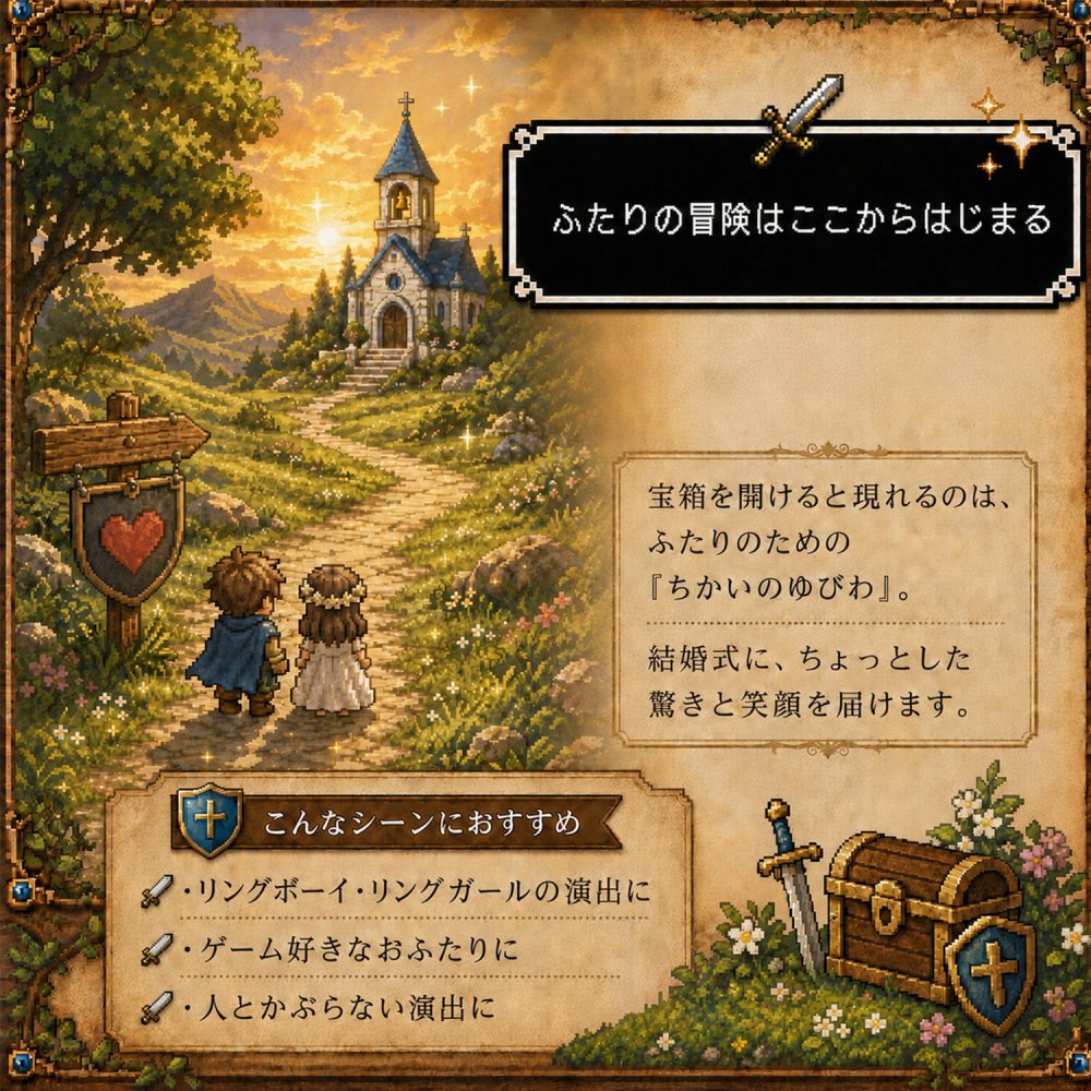 【宝箱リングピロー】リングピロー 宝箱 リングボックス 結婚式 ウェディング リングボーイ リングガール ゲーム風 名入れ プレゼント ギフト プロポーズ サプライズ 婚約指輪 結婚祝い ウェルカムスペース 個性的 変わった 面白い アンティーク おしゃれ かわいい