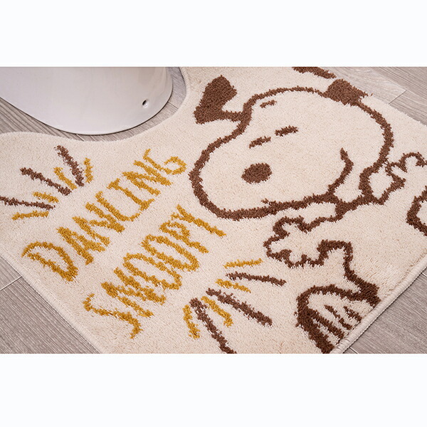 スヌーピー ロングトイレマット ハッピーダンス ベージュ トイレ用品 SNOOPY 送料込み