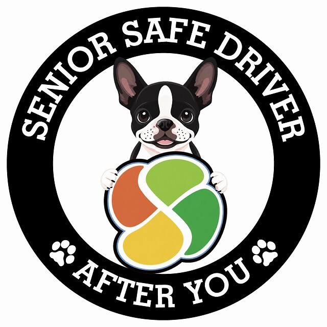 カーサイン 高齢者マーク SENIOR SAFE DRIVER ボストンテリア ステッカー シール 直径13cm 肉球 日本製 車