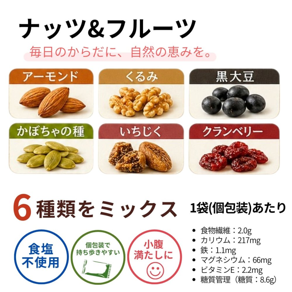 NUTS FIRST ナッツ&フルーツ 食塩不使用25g×14袋 350g 個包装 アーモンドくるみ黒大豆 かぼちゃの種いちじくクランベリー