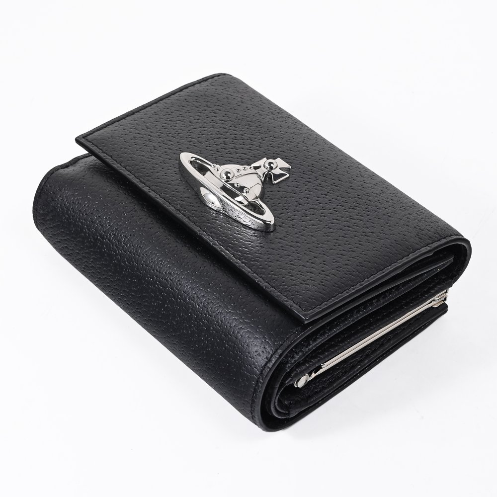 ヴィヴィアンウエストウッド Vivienne Westwood 三つ折り財布 コンパクト がま口小銭入れ付き ウォレット レディース ブラック 5107005HW L00F7 N401 折財布 送別会 誕生日 お中元 結婚祝い 結婚式 彼氏 息子 夫 男性 彼女 妻 女性 財布 高級 父の日 母の日【スペシャルラッピング660円(別売り)】 即日発送ファッション小物 ホワイトデー