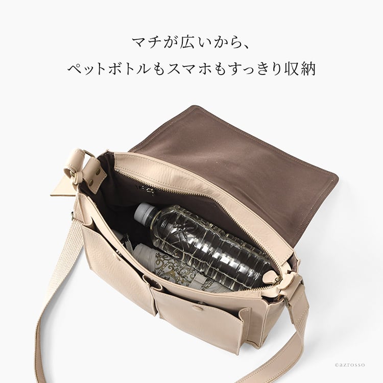 日本製 本革 かぶせ ショルダーバッグ レディース 肩掛け 斜めがけ 横型 バッグ ショルダー ハンドバッグ 四角 小さめ バッグ 軽量 軽い フラップ ポケット 多め ストラップ 太め ファスナー付き ブラック 黒 キャメル ブラウン ネイビー ブルー レザー 革 上品 おしゃれ