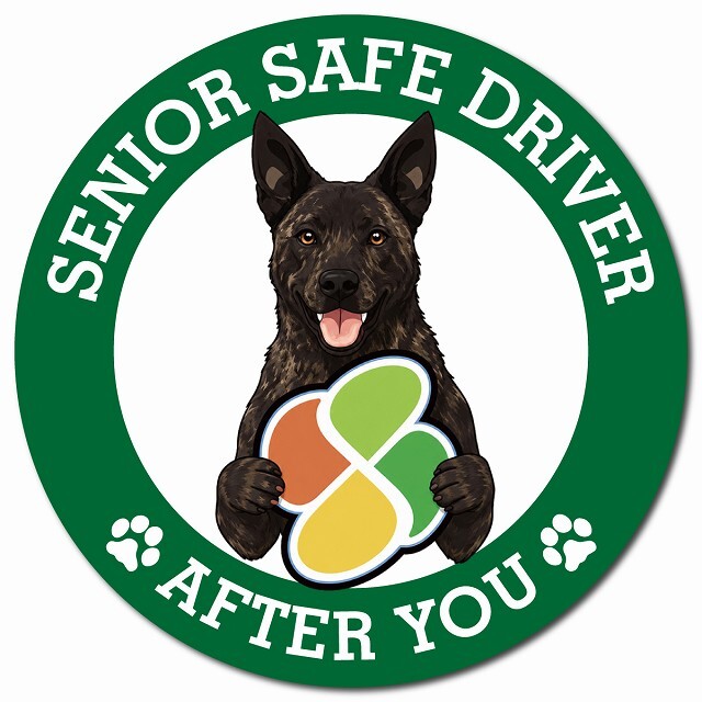 カーサイン 高齢者マーク SENIOR SAFE DRIVER 甲斐犬 マグネット 強力 直径13cm 肉球 日本製 車 ステッカー