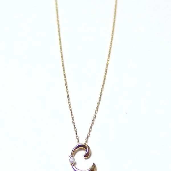 イニシャル ネックレス K18 ゴールド ダイヤモンド 0.01ct 一粒 ダイヤネックレス ペンダント レディース ジュエリー アクセサリー アルファベット C 18金 誕生日 プレゼント ギフト