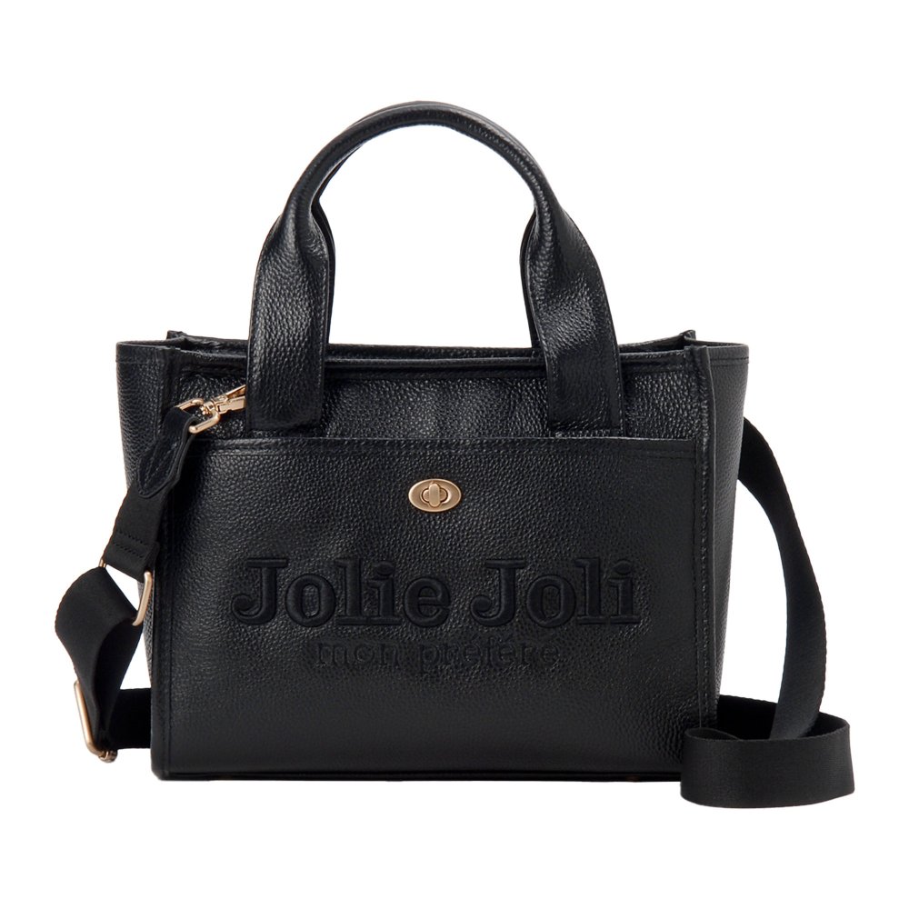 ハンドバッグ Jolie Joli ジョリージョリ トートバッグ レディース 本革 牛革 レザー 2WAY ショルダーバッグ 斜めがけ 小さめ きれいめ 上品 高級 ファスナー付き 通勤 お出かけ フォーマル カジュアル 経年変化 黒 ブラック トープ シルバー 大人 おしゃれ 肩掛け 手提げ 鞄