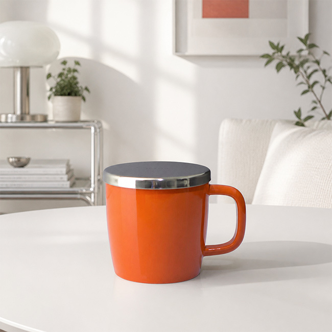 TEATRADING ブリューインマグ[マグカップ おしゃれ 蓋付き ティーカップ 茶こし付き 陶器 カップ コップ マグ 北欧風 ティーインフューザー 1人用 ティーポット不要 1杯分 茶漉し付きマグカップ ストレーナー付きマグカップ]