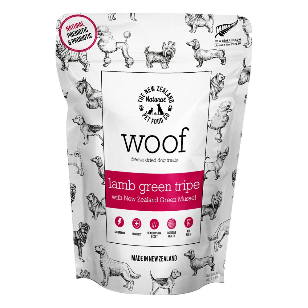 WOOF（ワフ） フリーズドライ ドッグトリーツ ラムグリーントライプ with 緑イ貝 40g 犬用おやつ 無添加 素材