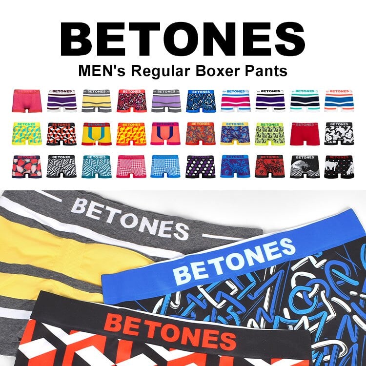 BETONES ビトーンズ ボクサーパンツ メンズ 下着 アンダーウェア 男性 パンツ フリーサイズ 伸縮性 シームレス タグなし 履き心地 良い 速乾 派手 無地 黒 柄 デザイン おしゃれ かっこいい インナー 伸びる 紳士 彼氏 旦那 夫 誕生日 プレゼント 父の日 バレンタイン ギフト