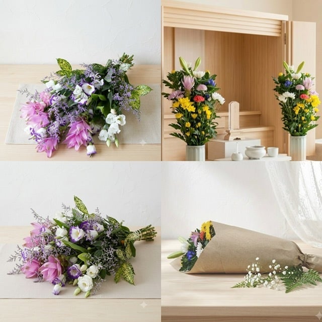 【花 お供え】生花　お供え花束＜洋花E＞ 法要 御仏前 ご希望の色合い イメージで 花屋さんの手作り 画像配信 メッセージカードOK 北海道・沖縄・九州・四国・中国・離島への配送は不可