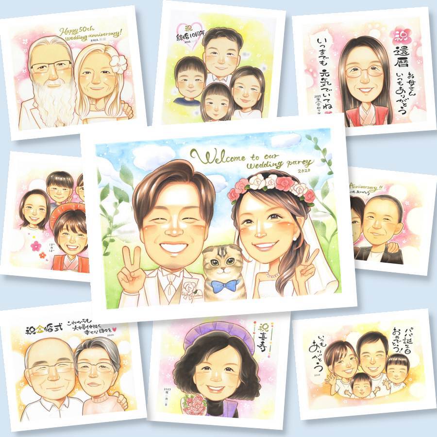 結婚祝い プレゼント 似顔絵 ギフト 名入れ 贈り物 手描き 結婚式 婚礼 ウェディング 結婚祝い ウェルカムボード 新婦 両親 カップル 新郎 下書き確認 修正無料 名入れ 宝物 一生もの サプライズ そっくり 思い出 一生もの ブライダル ウェディング 喜寿祝い 感謝の品 長寿祝い イラスト お祝いの品 古希祝い オーダーメイド ブライダルギフト ハロウィン