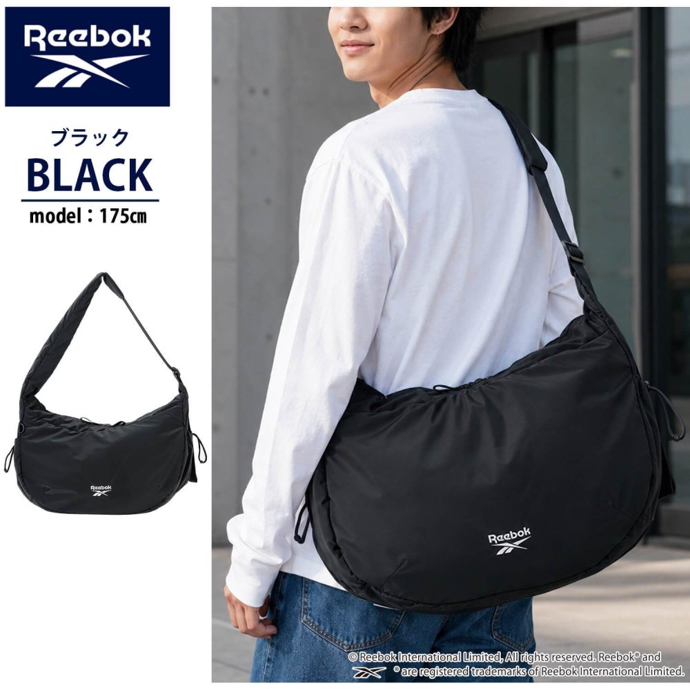 Reebok リーボック ワンショルダーバッグ メンズ レディース 軽量 大容量 約17L 通学 通勤 旅行 メッセンジャーバッグ ワンポイントロゴ ブランド 肩掛け 斜め掛け おしゃれ スポーティー シンプル 男女兼用 ユニセックス 黒 2026 karlas