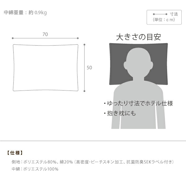 枕 低反発 洗える リッチホワイト寝具シリーズ 新触感サポート枕 70x50cm 50×70 国産 日本製 快眠 安眠 抗菌 防臭