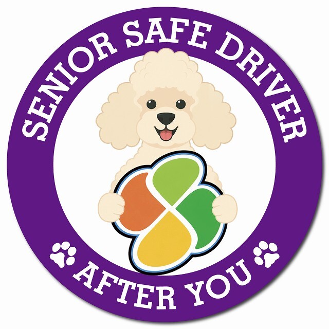カーサイン 高齢者マーク SENIOR SAFE DRIVER プードル マグネット 強力 直径13cm 肉球 日本製 車 ステッカー