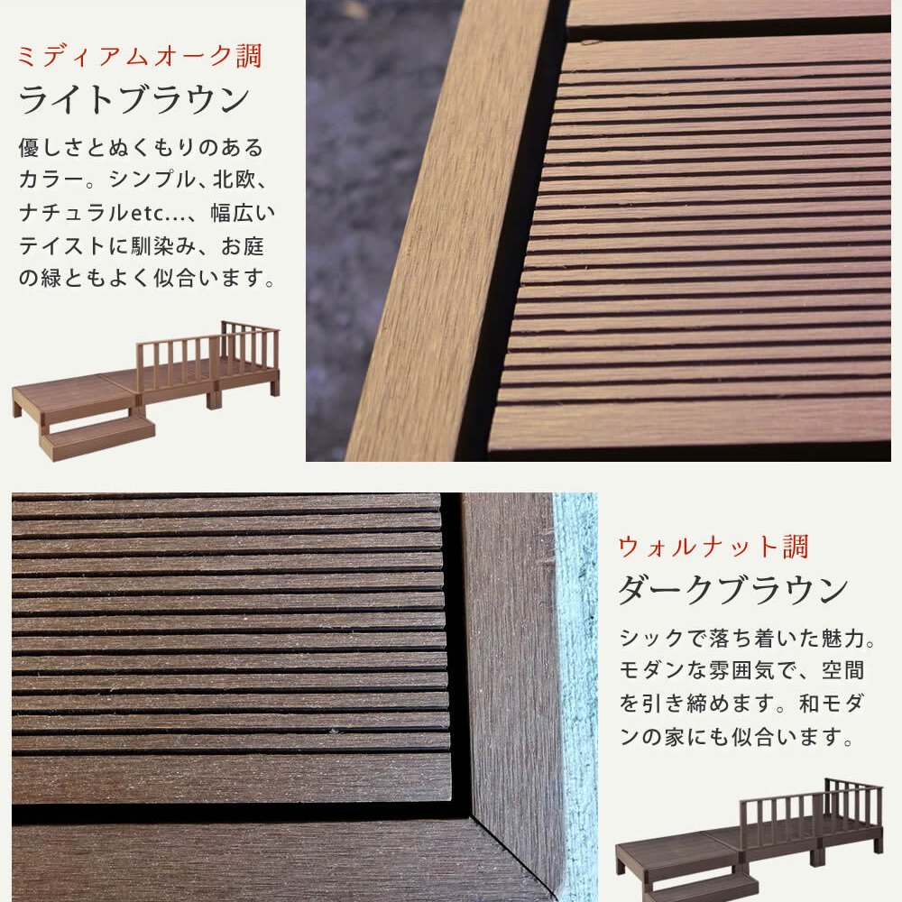 フェンス 人工木ウッドデッキ ecofeel エコフィール 3台 ステップ・フェンスセット PWDE-3P-SFSET 樹脂製 縁台 縁側 DIY キット テラス ウッドパネル 腐らない 屋外 新築 外構 ベランダ 本格的 おしゃれ 簡単組立 ガーデン