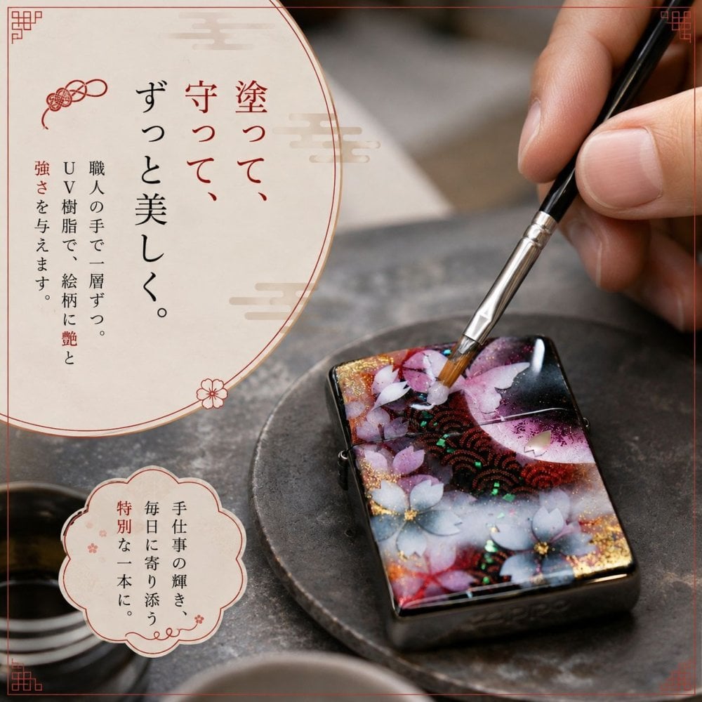 職人の手作り！和柄ペアzippo『亜』名入れ 送料無料 和風 桜 工芸 ハンドメイド ジッポ ライター 喫煙具 電子タバコ アイコス イルマ ギフト プレゼント