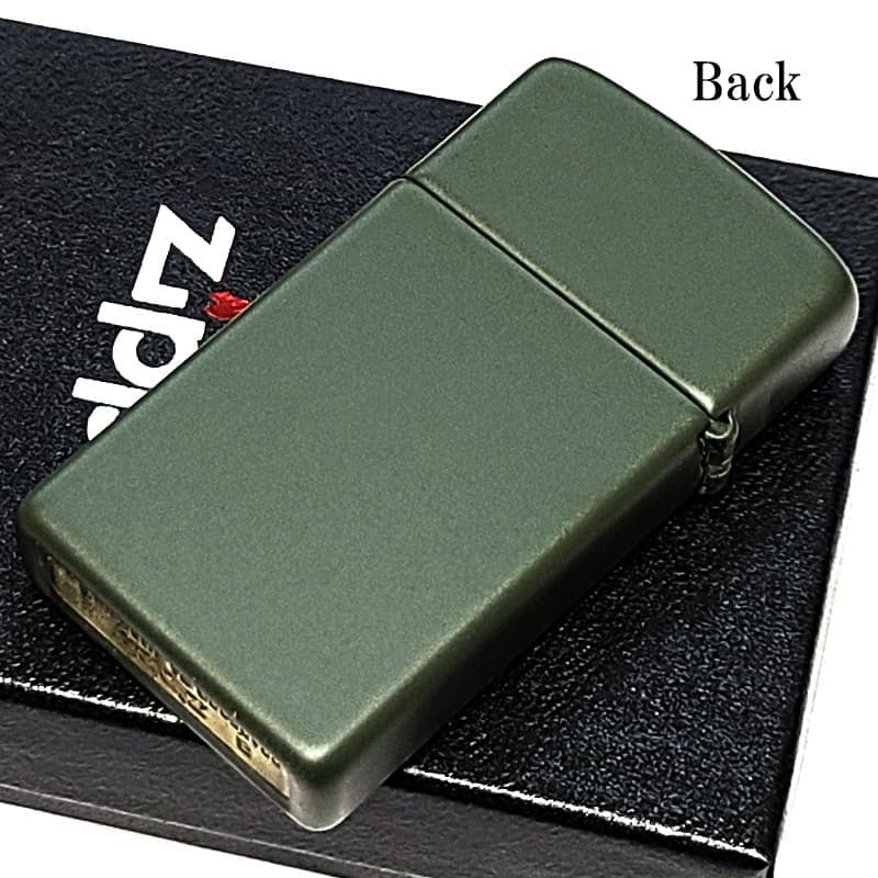 ZIPPO ライター スリム型 マットカーキ ジッポーロゴ グリーン おしゃれ 艶消し オリーブ ギフト シンプル 緑 レディース  可愛い プレゼント メンズ