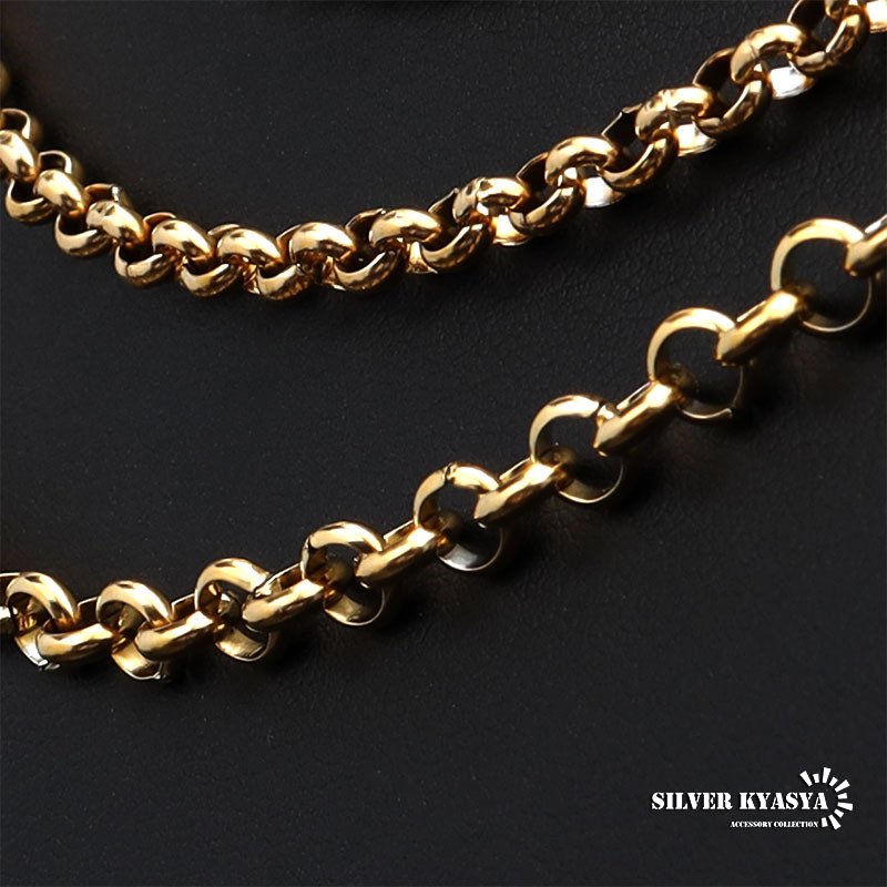 ゴールド ロールチェーンネックレス ステンレスチェーン 金 gold Roll Chain 幅 長さ 太め 細め 切れにくい 錆びにくい 剥がれにくい チェーンの種類 父の日