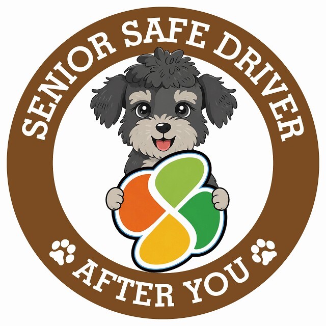 カーサイン 高齢者マーク SENIOR SAFE DRIVER シュナプー ステッカー シール 直径13cm 肉球 日本製 車