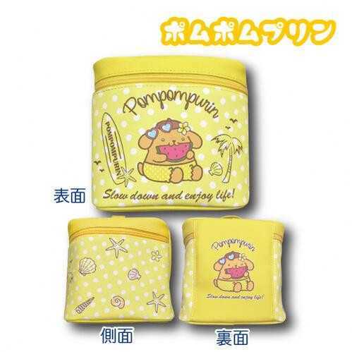 ポムポムプリン バニティポーチ ミラー付き 化粧ポーチ 大容量 メイクポーチ サンリオ キャラクター ギャル かわいい 小物入れ 収納 旅行 おしゃれ サンリオ正規ライセンス品