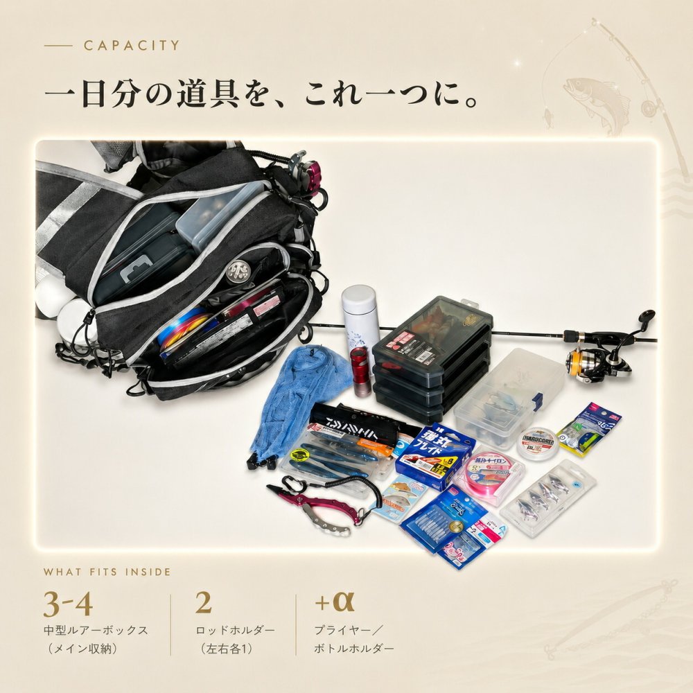 【ラッピング無料・レビュー投稿で保証120日】釣り用品 Gran Walker グランウォーカー ワンショルダー タックルバッグ 約6.5L ロッドホルダー ウエストベルト付き 釣り バッグ ギフト アウトドア用 キャンプ 