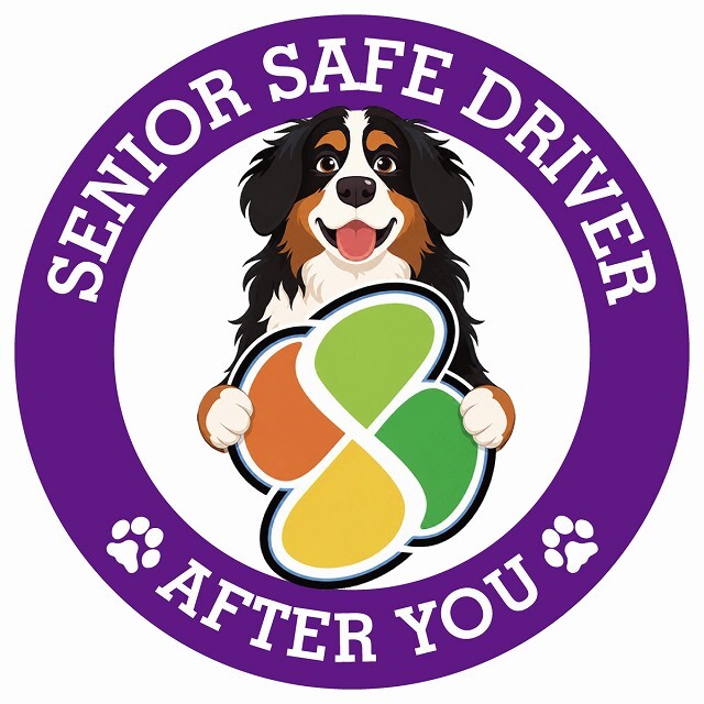 カーサイン 高齢者マーク SENIOR SAFE DRIVER バーニーズマウンテンドッグ ステッカー シール 直径13cm 肉球 日本製 車