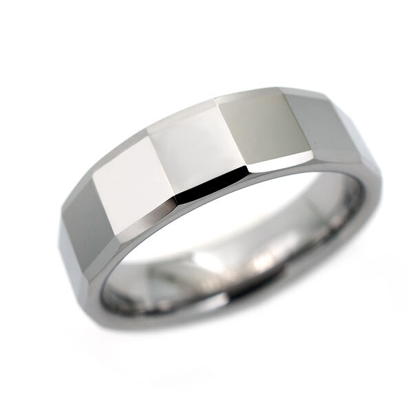 【レーザー刻印対応】金属アレルギーに優しい タングステン ワイド 4mm または 6mm ステップカット リング 1本 名入れ レディース メンズ 結婚指輪 ペアリング マリッジリング ギフト 誕生日 プレゼントに（1751006-7）