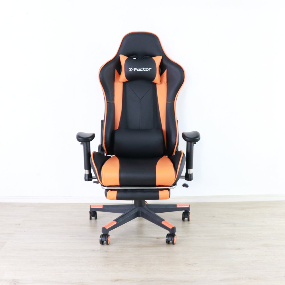 ゲーミングチェア 高さ調節 フットレスト付き グレー・ホワイト・オレンジ W70xD65xH123-133cm座面高44-54cm デスクチェア オフィスチェア パソコンチェア フットレスト グレイ ホワイト オレンジ おしゃれ 新生活