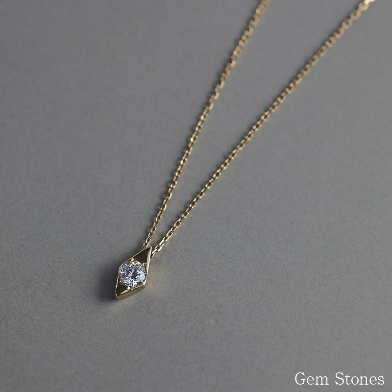 18金 ダイヤモンド 0.15ct 菱形 ネックレス ゴールド ペンダント シンプル スクエア ダイヤ プチ 一粒 普段使い 自分ご褒美 お守り ジュエリー 18k K18 記念日 誕生日 yg