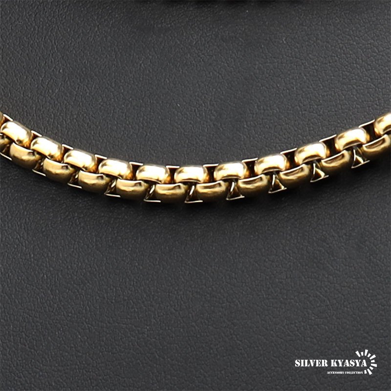 ステンレス ベネチアンチェーンネックレス ゴールド 金 18K GP ボックスチェーンネックレス 幅5タイプ 切れにくい 錆びにくい 金属アレルギー対応