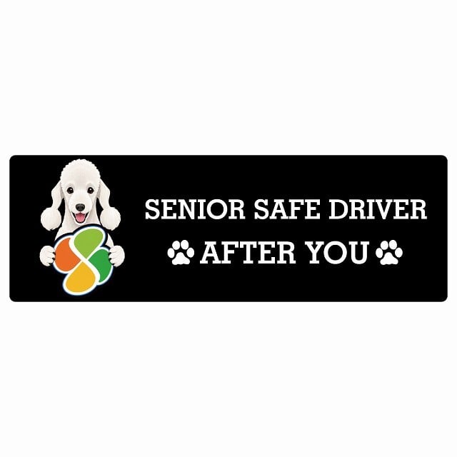 カーサイン 高齢者マーク SENIOR SAFE DRIVER ベドリントンテリア ステッカー シール 長方形 15x5cm 肉球 日本製 車