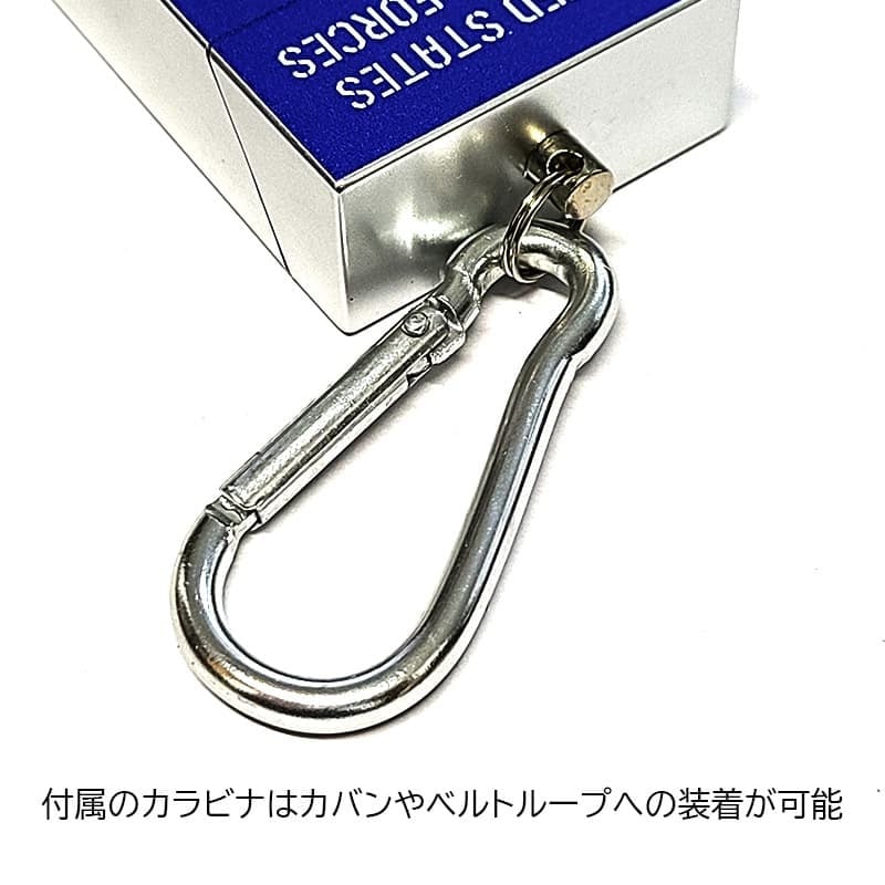 携帯灰皿 カラビナ付き US アーミー スライド式 ポータブルアッシュトレイ ARMY AIR FORCES エアフォース たばこ 吸い殻入れ かっこいい キーホルダー アメリカン 雑貨 持ち運び 便利 コンパクト おしゃれ メンズ ギフト プレゼント