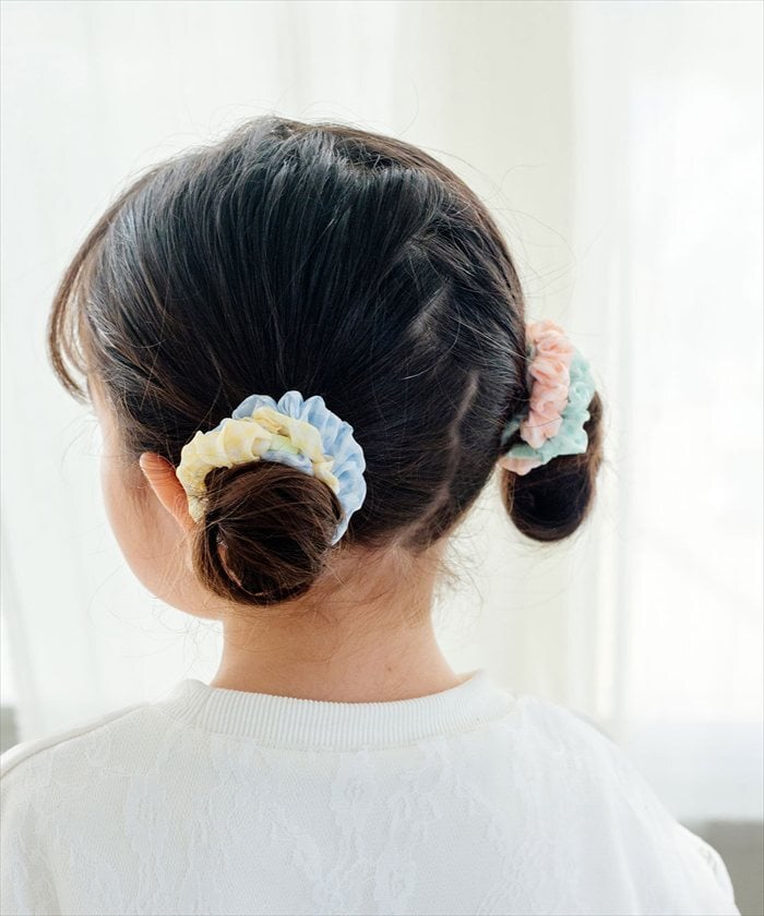 ヘアアクセサリー 通販 ミニシュシュ Rora パステルカラー 髪飾りヘアアクセ ヘアゴムセット キッズ女の子 子供子ども 姉妹お揃い プチギフト 卒園式入学式 フォーマル カジュアル ヘアアレンジ ブレスレット ツインテール