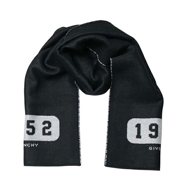 ジバンシィ GIVENCHY マフラー gv3518-j4968-1 ユニセックス ブラック×シルバーホワイト マフラー