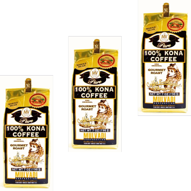 コーヒー【マルバディコーヒー 100%コナ 198g WB×3袋】7oz（198ｇ）豆WBタイプ ハワイ コーヒー100％ お土産