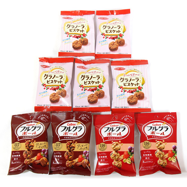 (全国送料無料) お菓子 詰め合わせ 栄養たっぷりお菓子セット ミスターイトウ グラノーラビスケット＆カルビー フルグラボール（計9コ） メール便 (omb10142)