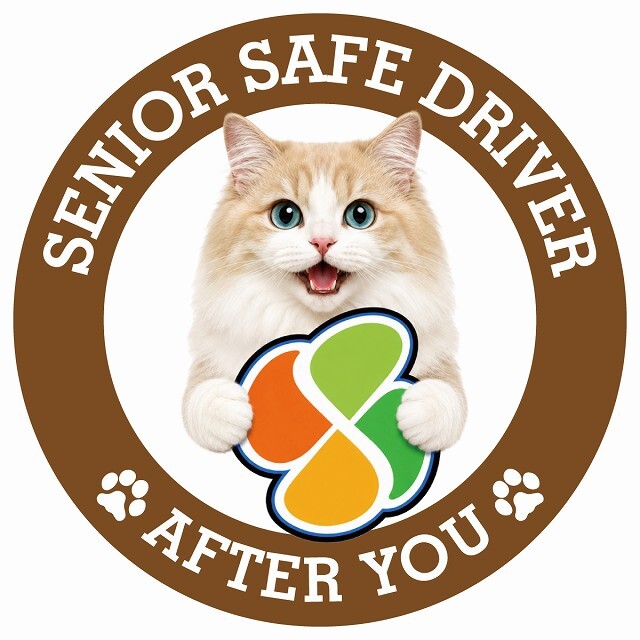 カーサイン 高齢者マーク SENIOR SAFE DRIVER ラガマフィン ステッカー シール 直径13cm 肉球 日本製 車