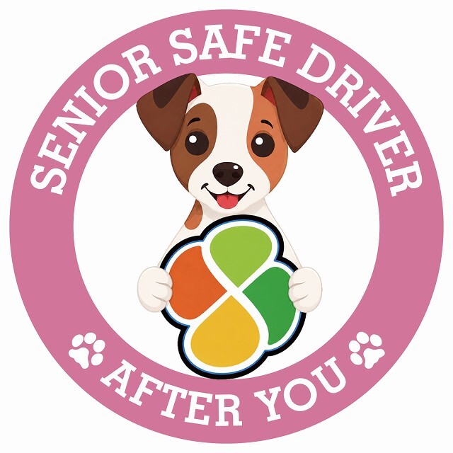 カーサイン 高齢者マーク SENIOR SAFE DRIVER ジャックラッセルテリア ステッカー シール 直径13cm 肉球 日本製 車
