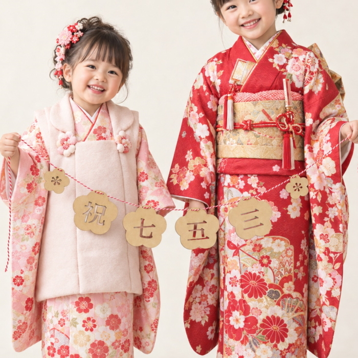 祝七五三ガーランド*木製　　753 撮影 小物 アイテム グッズ 男の子 女の子 花 和風 3歳 5歳 7歳 可愛い オシャレ ナチュラル 壁面 飾り レターバナー インテリア お祝い ギフト プレゼント ペナント