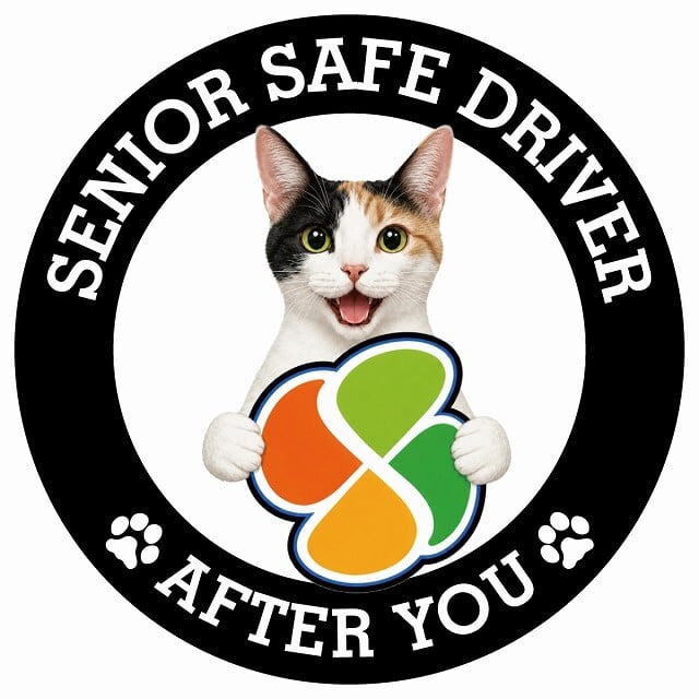 カーサイン 高齢者マーク SENIOR SAFE DRIVER ジャパニーズボブテイル ステッカー シール 直径13cm 肉球 日本製 車
