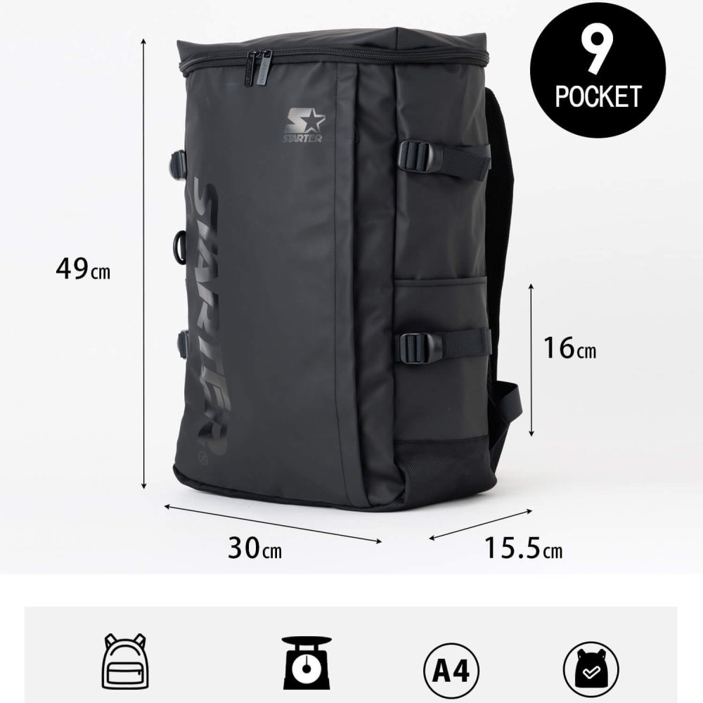 STARTER スターター リュック 大容量 30L ボックス型 バックパック 通学 通勤 PC収納 B4 A4 撥水 スクエア メンズ レディース スポーティー カジュアル 部活 部活用 スポーツ 部活リュック 高校生 大学生 学生 SCG-6802 2026FW