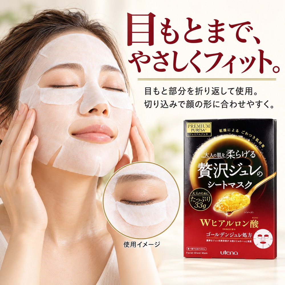 プレミアムプレサ 贅沢ジュレのシートマスク Wヒアルロン酸 3回分 / シートマスク シートパック フェイスマスク フェイスパック 保湿 高級 エイジングケア