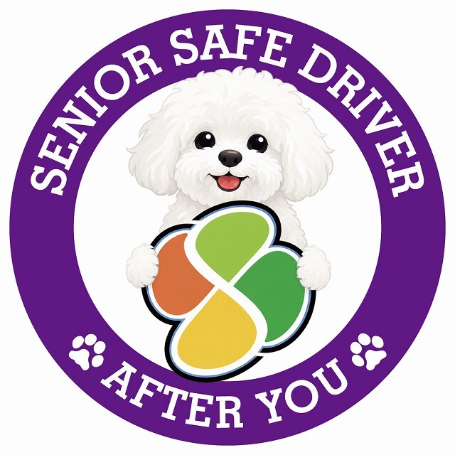 カーサイン 高齢者マーク SENIOR SAFE DRIVER ビションフリーゼ ステッカー シール 直径13cm 肉球 日本製 車