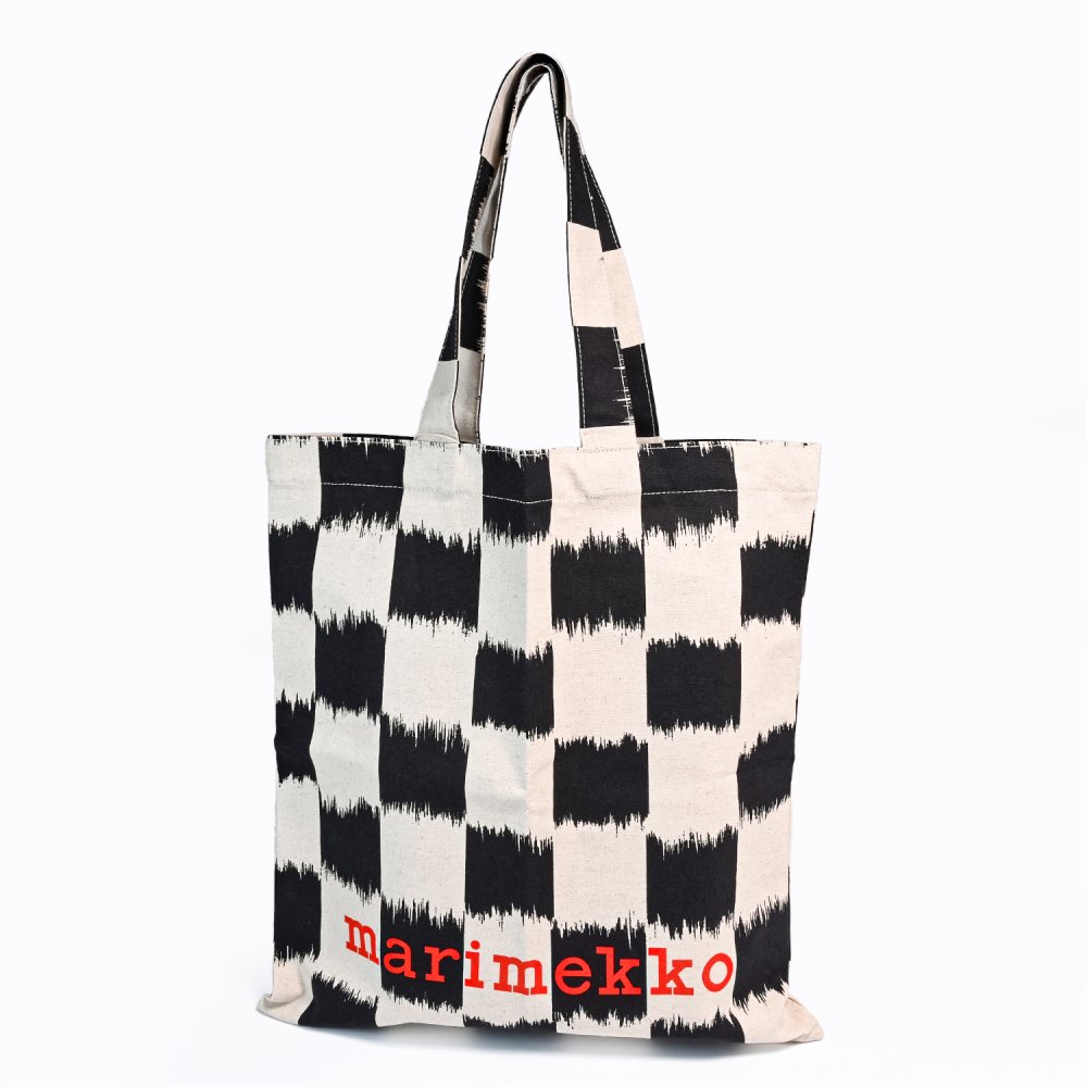 マリメッコ marimekko トートバッグ Vankka チェック柄 ファブリックバッグ レディース ブラック ホワイト 93982 093982 930 北欧デザイン ホワイトデー