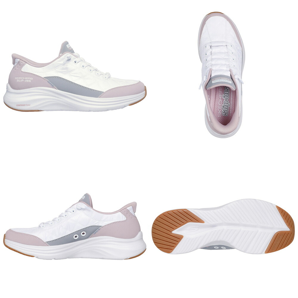 スケッチャーズ スニーカー レディース スリップインズ Slip-ins: Contour Foam - Cozy Fit スリップインズ コンツアーフォーム - コージーフィット ハンズフリー スリッポン 靴 ノーマル幅 白 黒 ホワイト ブラック 快適 SKECHERS 150404